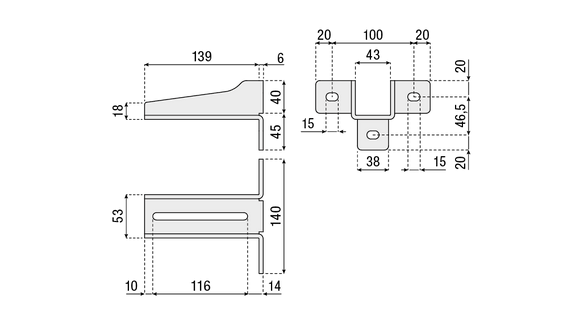 Italian Hanging Door Track Wall Bracket Attachment