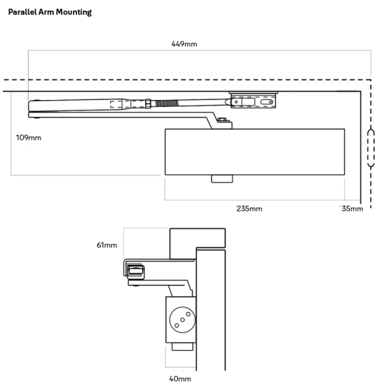 DOOR CLOSER SIZE 2-4 STD ARM BACKCHECK - CLIP ON COVER SILVER