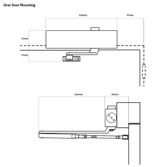 DOOR CLOSER SIZE 2-4 STD ARM BACKCHECK - CLIP ON COVER SILVER