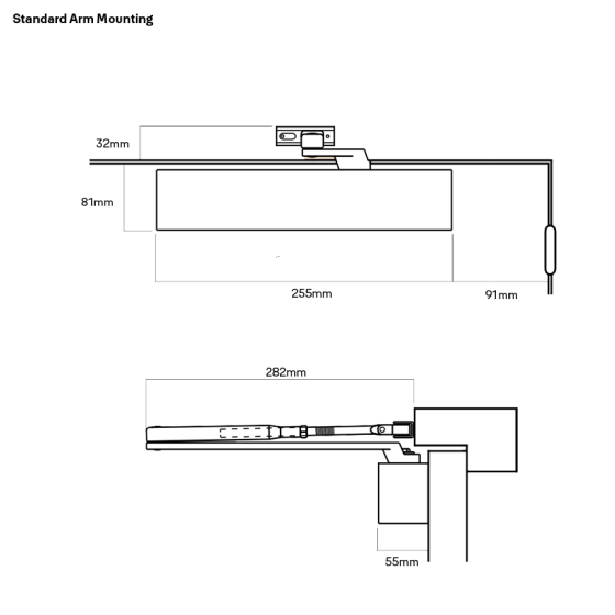 LOCKWOOD DOOR CLOSER SIZE 2-6 STD ARM BACKCHECK - CLIP ON COVER SILVER