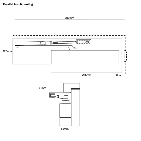 LOCKWOOD DOOR CLOSER SIZE 2-6 STD ARM BACKCHECK - CLIP ON COVER SILVER