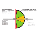 D&D TECH SURECLOSE CENTRE MNT HINGE CLOSER W/FINAL SNAP ACTION WELD-ON 108-6