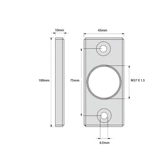 DD TECH SURECLOSE FLUSH MNT RECT POST BRKT - For SCREW ON Hinges