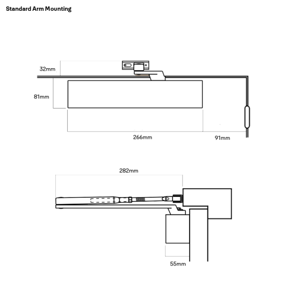 DOOR CLOSER SIZE 1-4 STD ARM BACKCHECK DELAYED ACTION SILVER
