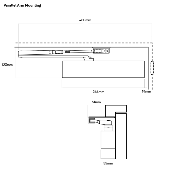 DOOR CLOSER SIZE 1-4 STD ARM BACKCHECK DELAYED ACTION SILVER
