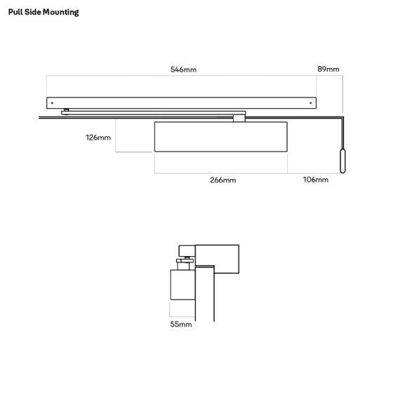 DOOR CLOSER SIZE 2-6 SLIDE RAIL BACKCHECK DELAYED ACTION SILVER