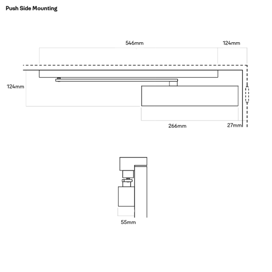 DOOR CLOSER SIZE 2-6 SLIDE RAIL BACKCHECK DELAYED ACTION SILVER