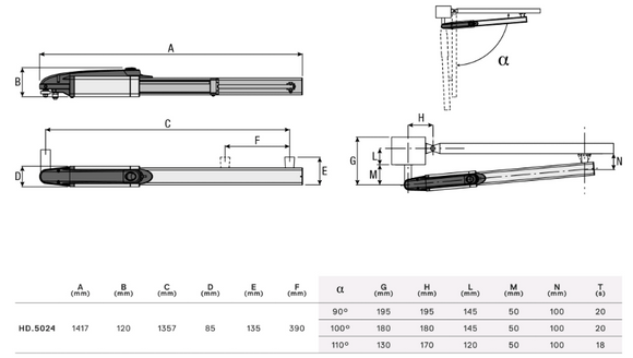 Swing Gate Motor Hydraulic HD.5024E (5M)