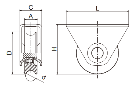 58mm External Bracket Sliding Gate Wheel for 16mm U Groove Tracks