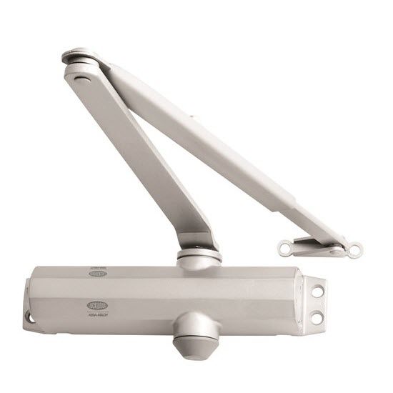 DOOR CLOSER SIZE 2-6 SLIDE RAIL BACKCHECK DELAYED ACTION SILVER