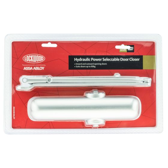 DOOR CLOSER SIZE 2-6 SLIDE RAIL BACKCHECK DELAYED ACTION SILVER