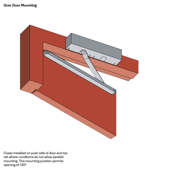 DOOR CLOSER SIZE 2-6 SLIDE RAIL BACKCHECK DELAYED ACTION SILVER