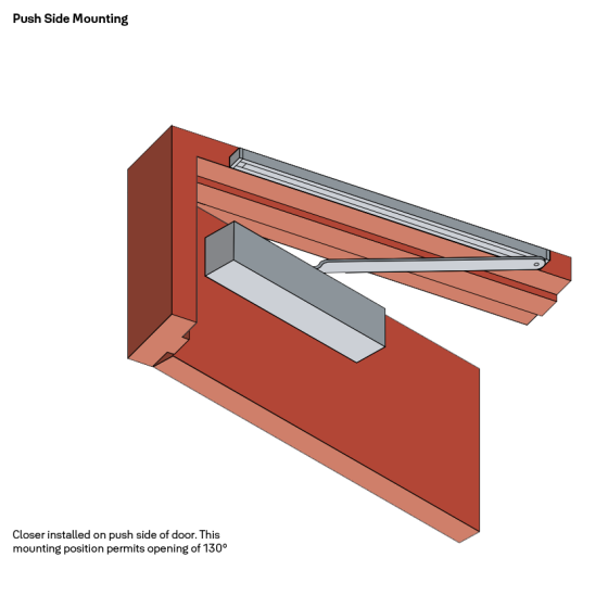 DOOR CLOSER SIZE 2-6 SLIDE RAIL BACKCHECK DELAYED ACTION SILVER