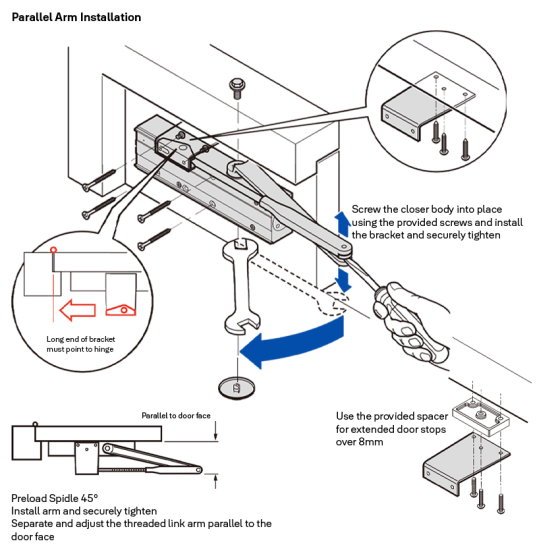 DOOR CLOSER SIZE 2-6 STD ARM BACKCHECK DELAYED ACTION SILVER