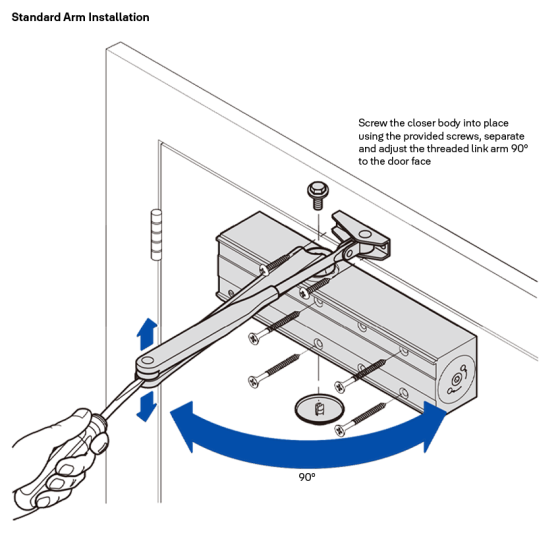 DOOR CLOSER SIZE 2-6 STD ARM BACKCHECK DELAYED ACTION SILVER