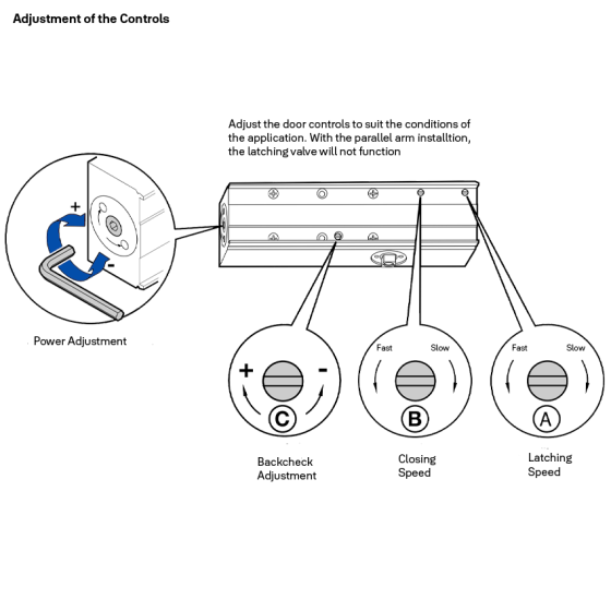 DOOR CLOSER SIZE 2-4 STD ARM BACKCHECK - CLIP ON COVER SILVER