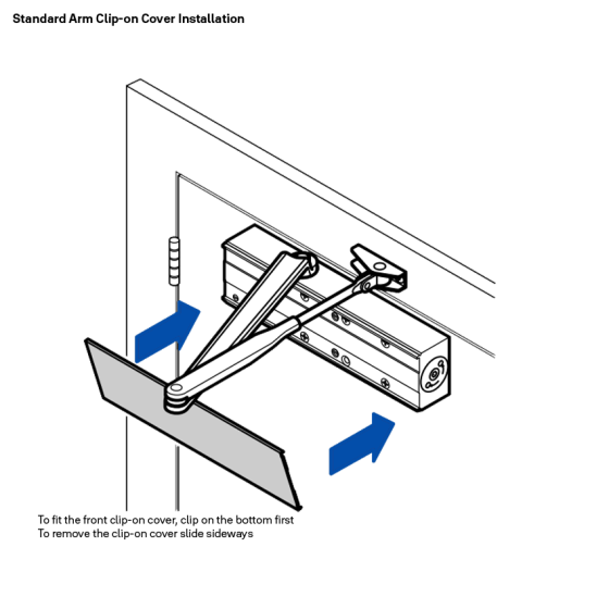 DOOR CLOSER SIZE 2-4 STD ARM BACKCHECK - CLIP ON COVER SILVER