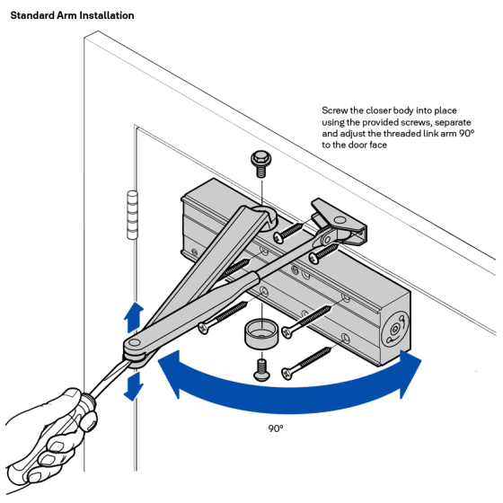 DOOR CLOSER SIZE 2-4 STD ARM BACKCHECK - CLIP ON COVER SILVER