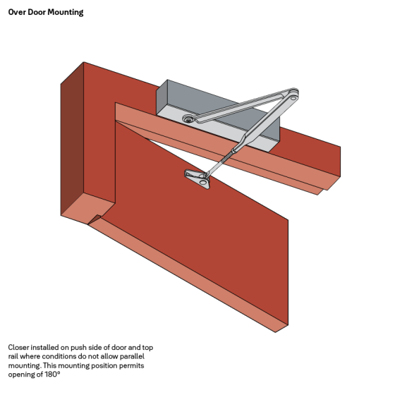 DOOR CLOSER SIZE 2-4 STD ARM BACKCHECK - CLIP ON COVER SILVER
