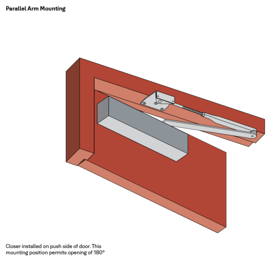DOOR CLOSER SIZE 2-4 STD ARM BACKCHECK - CLIP ON COVER SILVER