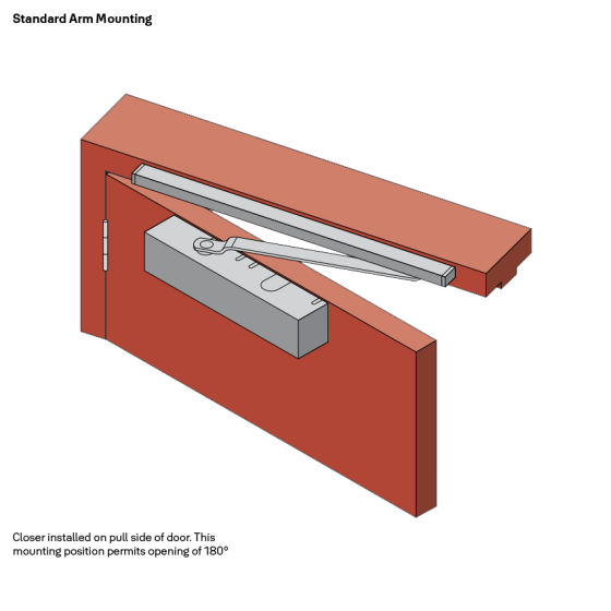 DOOR CLOSER SIZE 2-6 STD ARM BACKCHECK DELAYED ACTION SILVER