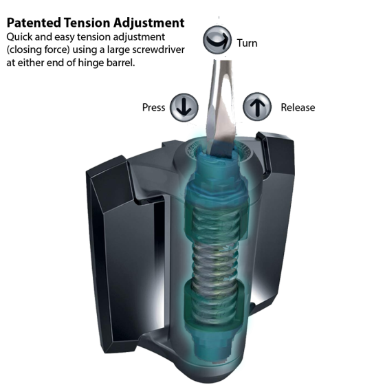 DD TECH TRUCLOSE S3 MULTI-ADJ HINGE - HVY DUTY