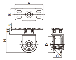 Wheel with rolling support to be bolted for 20mm track