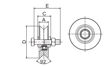 98mm Sliding Gate Wheel with Axle Bolt for V Groove Tracks