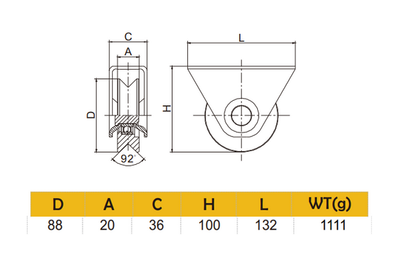 78mm Sliding Gate Wheel with External Bracket for V Groove Tracks