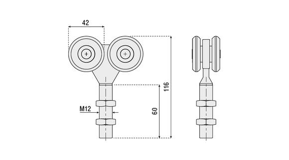 Italian Stainless Steel Hanging Door Roller Carriage