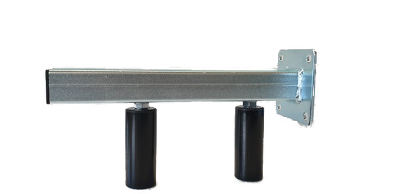 Set of 2 x 100mm x 40mm dia Black Nylon Rollers With Steel Galvanized Mounting Bracket