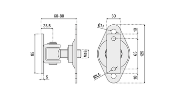 Adjustable Hinge with Bracket and Fix Plate M16