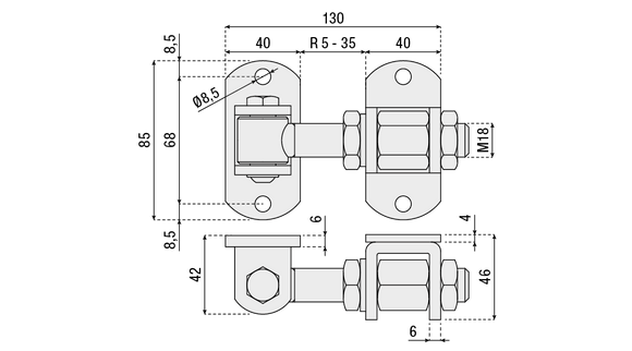 Adjustable 180 Degree Hinge M18