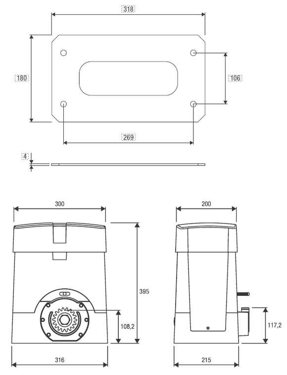 Light Commercial BENINCA BULL1224 TURBO Sliding Gate Motor - 1200KGs 24V DC