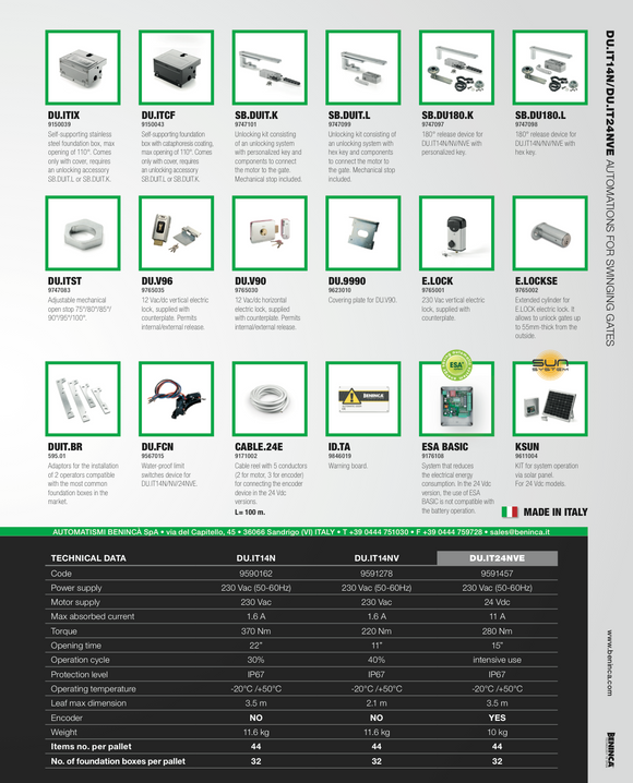 DU.IT24NVE Beninca Undergroud Motor.