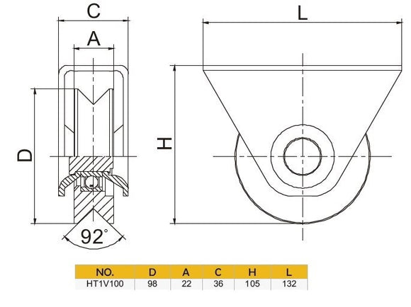 98mm Sliding Gate Wheel with External Bracket for V Groove Tracks