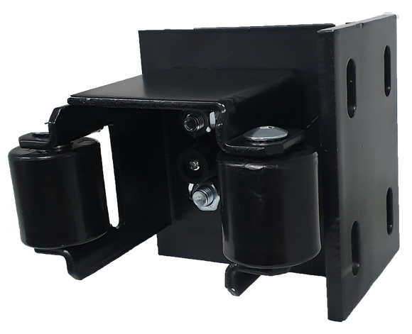 Adjustable sliding gate closing end catcher with guiding rollers for side Mounting