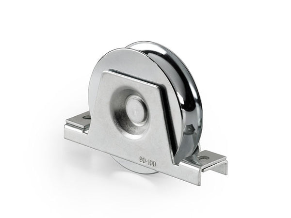Sliding Gate Galvanized Steel 20mm U Groove Double Bearing Rebate 98mm Wheel With Support Bracket