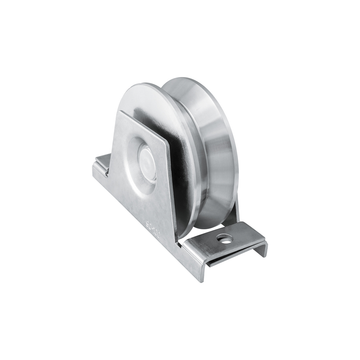 Sliding Gate Galvanized Steel V Groove Double Bearing Rebate 118mm Wheel With Support Bracket