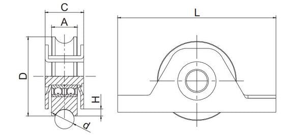 90mm Double Bearing Internal Bracket Sliding Gate Wheel for 20mm U Groove Tracks