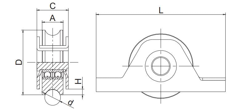 90mm Double Bearing Internal Bracket Sliding Gate Wheel for 20mm U Groove Tracks